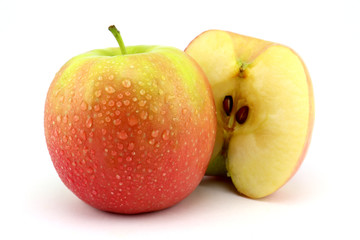 Apple fruit with slices isolated on white background.