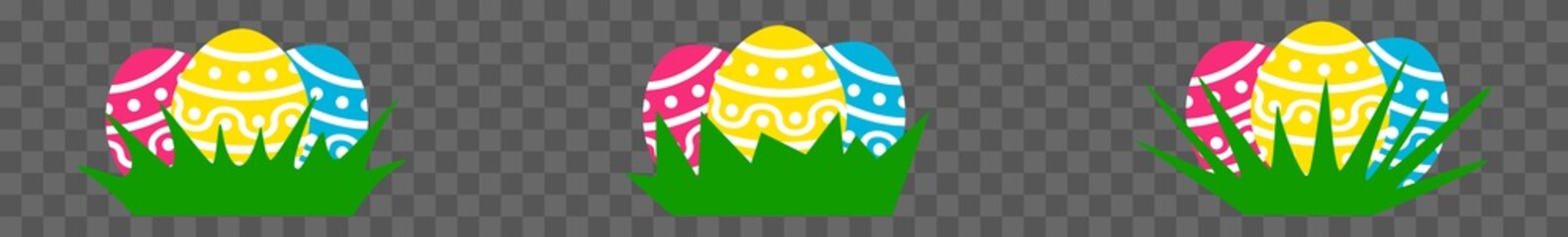 Easter Basket Icon Color | Painted Easter Eggs Illustration | Happy Easter Egg Hunt Symbol | Holiday Logo | April Spring Sign | Isolated | Variations