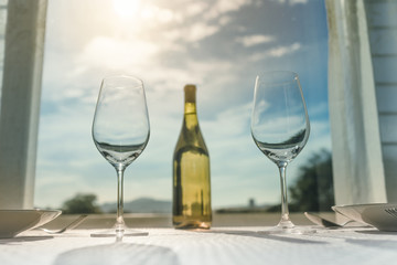 Restaurant set table for two