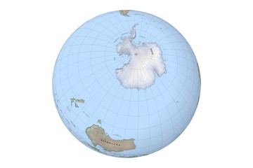 globe with cartographic grid and terrain relief on white background © martynan
