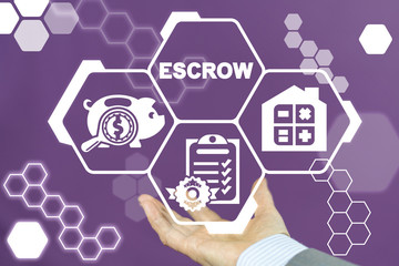 Escrow Money Wealth Mortgage Real Estate Business Concept. Conditional Financial Banking Housing...