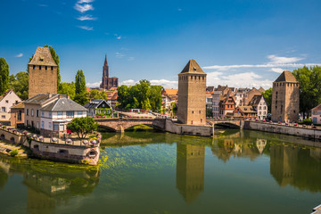 Medieval bridge Ponts Couverts, Barrage Vauban, Strasbourg, Alsase, France