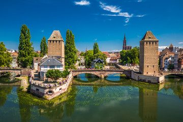 Medieval bridge Ponts Couverts, Barrage Vauban, Strasbourg, Alsase, France