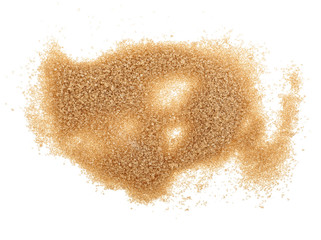 Plakat Sugarcane, pile of brown sugar isolated on a white background. Top view.