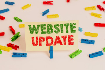 Word writing text Website Update. Business photo showcasing keeping the webpage and content up to...