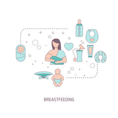 Baby breastfeeding concept