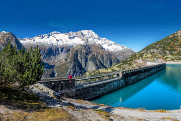 Gelmer Lake near by the Grimsel pass in Swiss Alps