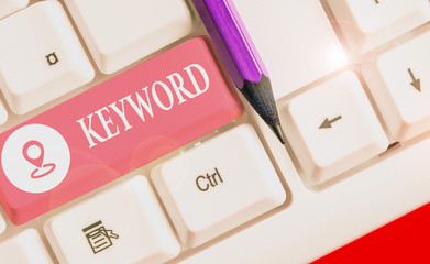 Text sign showing Keyword. Business photo text word which acts as the key to a code Concept of...