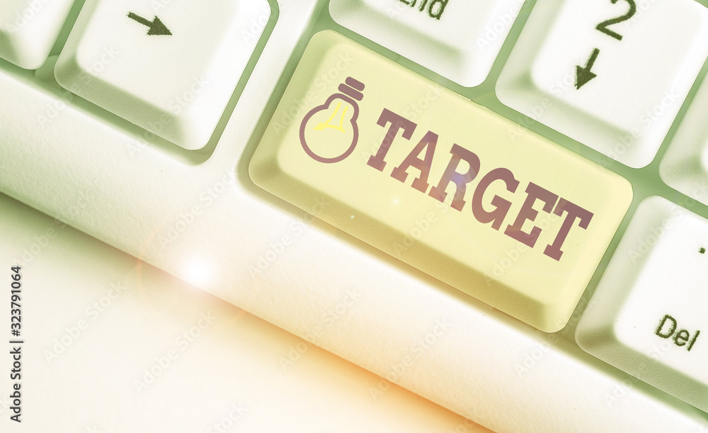 Poster conceptual hand writing showing target. concept meaning demonstrating object or place selected as th