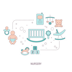 Baby nursery concept with baby care icons.