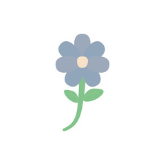 Isolated blue flower with leaves flat style icon vector design