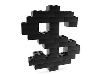 Dollar symbol of black toy bricks