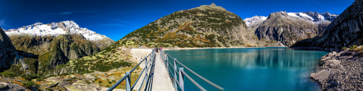 Gelmer Lake near by the Grimsel pass in Swiss Alps