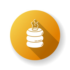 Air purifier, steam humidifier yellow flat design long shadow glyph icon. Household appliance, domestic air ionizer, water vaporizer, conditioning domestic device. Silhouette RGB color illustration