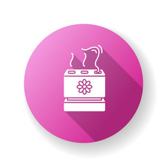 Electronic air filter purple flat design long shadow glyph icon. Modern humidity regulator, home air purifier, room climate control and aromatherapy device. Silhouette RGB color illustration