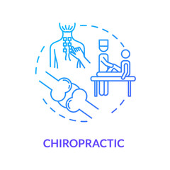 Chiropractic concept icon. Complementary medicine idea thin line illustration. Musculoskeletal systems treatment. Spinal adjustment procedure. Vector isolated outline RGB color drawing
