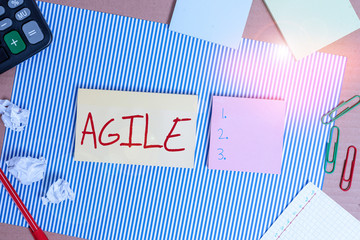 Conceptual hand writing showing Agile. Concept meaning particular approach to project management...