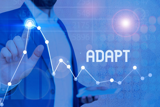 Writing note showing Adapt. Business concept for Make suitable for a new use or purpose Adjusted to this condition