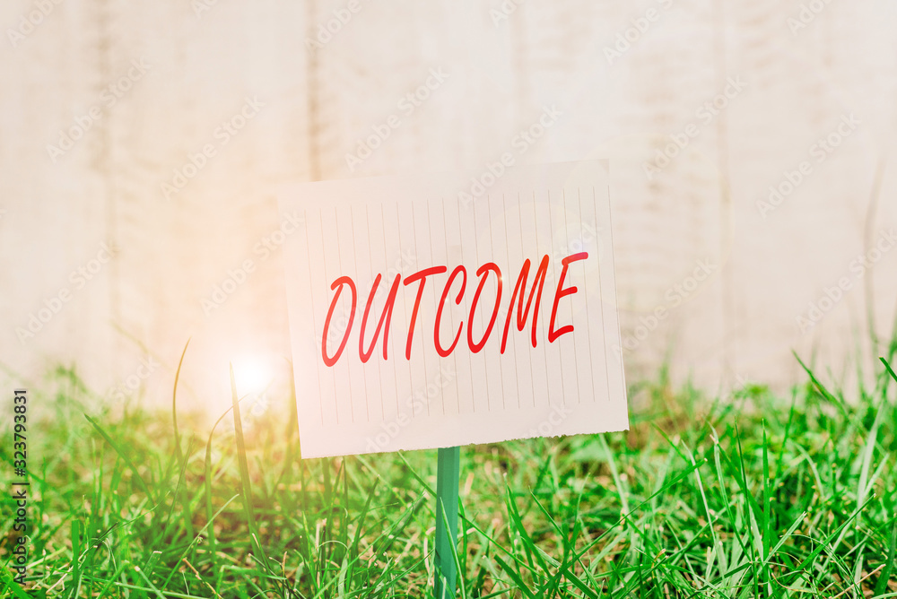 Poster word writing text outcome. business photo showcasing the final result of something or how the way th