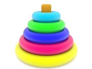 Colored toy pyramid without a vertex