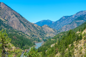 Fototapeta na wymiar Majestic mountain river in summer in Vancouver, Canada.