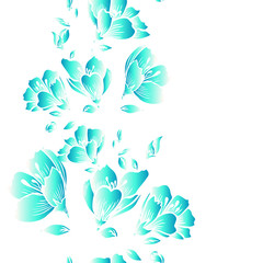 The seamless background is blue flowers. Vector illustration