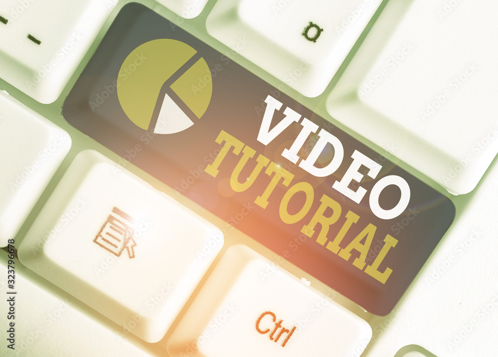 Poster word writing text video tutorial. business photo showcasing method of transferring knowledge through