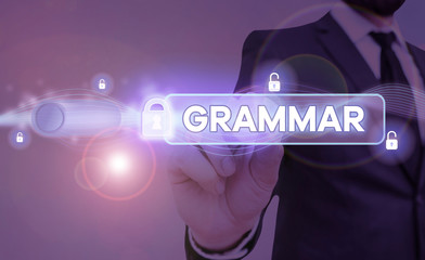Word writing text Grammar. Business photo showcasing whole system and structure of a language or...