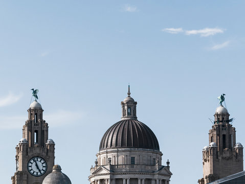 Liver birds on Liver Building, 12 August 2019, Liverpool, UK