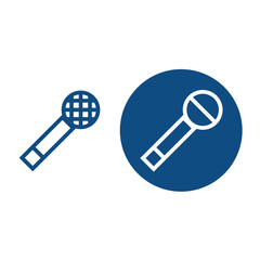 Simple wireless microphone. Option in a circle and without it. Vector blue icons.