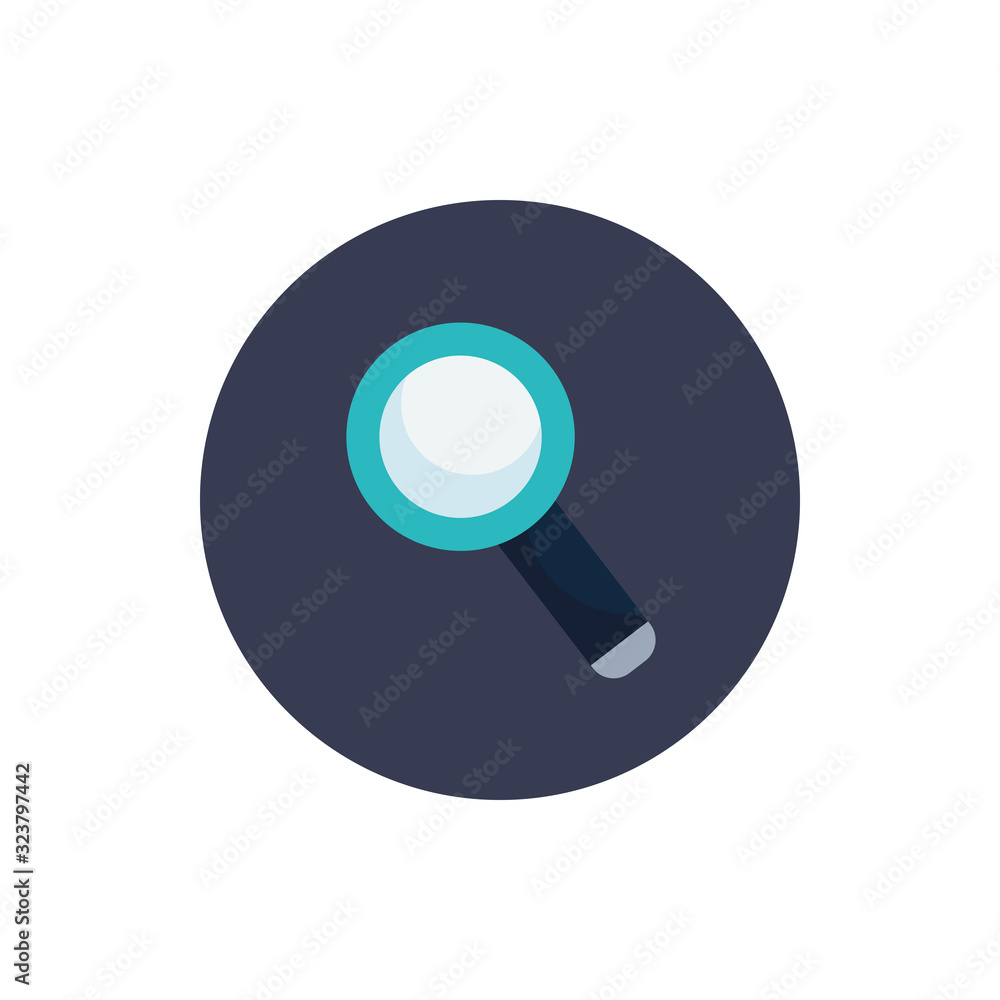 Poster isolated lupe flat block style icon vector design