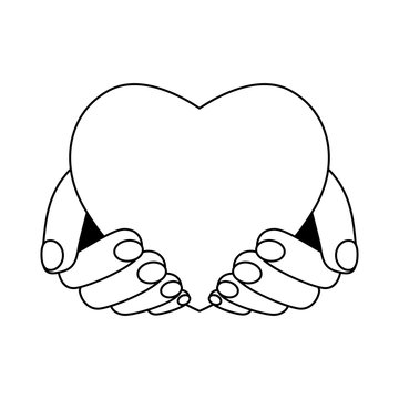 heart in the hands of man. Concept of love and giving tuesday. Element for Valentine's Day, Mother's Day, Wedding, Easter.