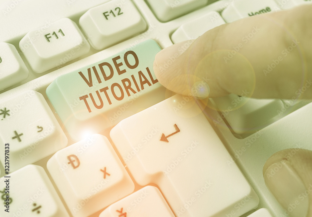 Poster writing note showing video tutorial. business concept for method of transferring knowledge through a
