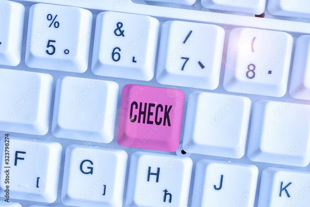 Fototapete text sign showing check. business photo showcasing mark click on a box in order to select a particul