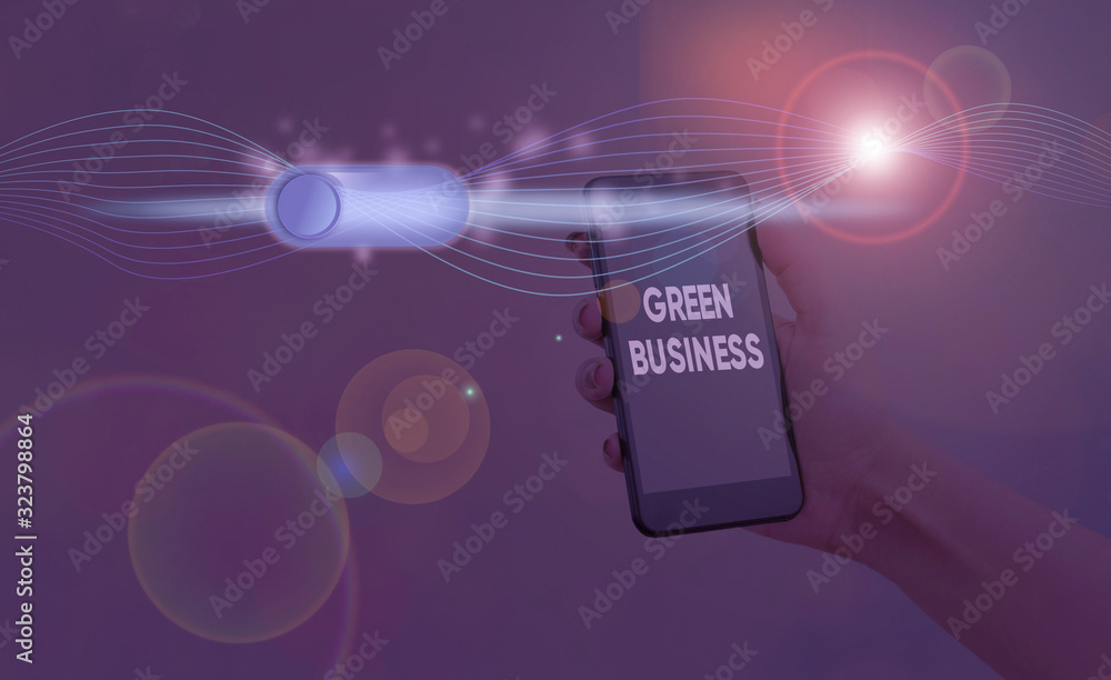 Poster writing note showing green business. business concept for company that does not make negative impact