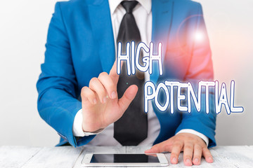 Word writing text High Potential. Business photo showcasing individuals who are the rising stars in...
