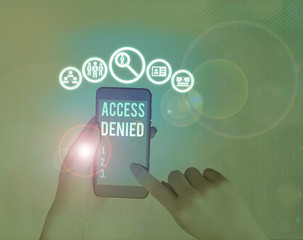Handwriting text Access Denied. Conceptual photo error message shown when you do not have access rights