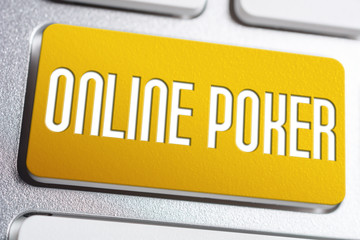 Orange Online Poker Keyboard Button, Gaming Addiction Concept