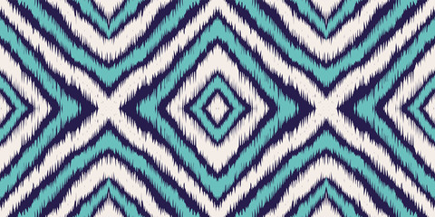 Blue Psychedelic Chevron Vector Seamless Pattern