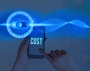Word writing text Cost. Business photo showcasing The amount that usualy paid for a item you buy or...