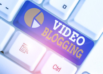 Word writing text Video Blogging. Business photo showcasing form of blog for which the medium is...