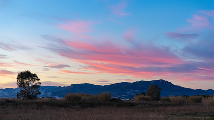 Sierra Calderona color cloudy sunset