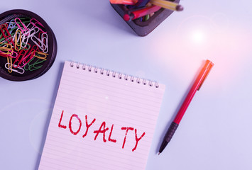 Word writing text Loyalty. Business photo showcasing faithfulness to commitments or obligations...