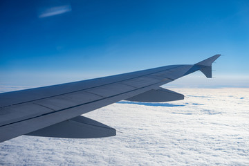 flight above the sky wing view