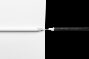 white and black pencil on white and black background