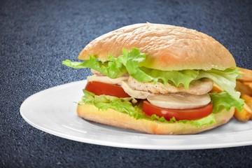 Fresh tasty sandwiches served on a plate