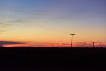 Fototapeta na wymiar Pampas sunset landscape, La pampa, Argentina