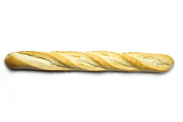 Fresh french white baguette isolated on a white background.