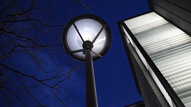 One flickering street lights