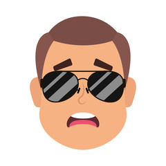 young man head with sunglasses character